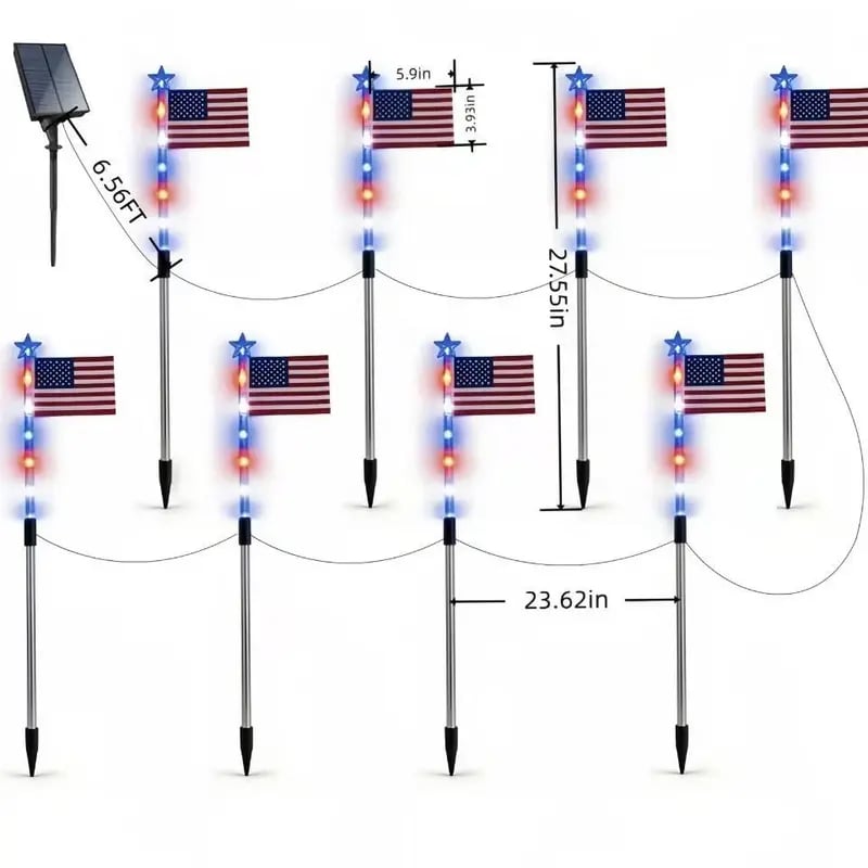 🔥Last Day 49% OFF - 8-Piece Flag Solar Pathway Lights