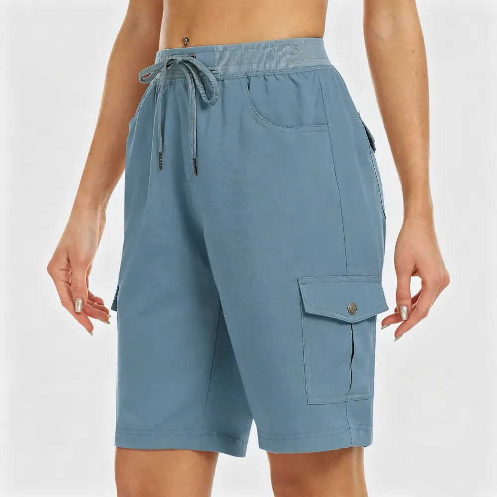 Women's Elastic Waist Quick-Dry Outdoor Shorts with Multi-Pockets