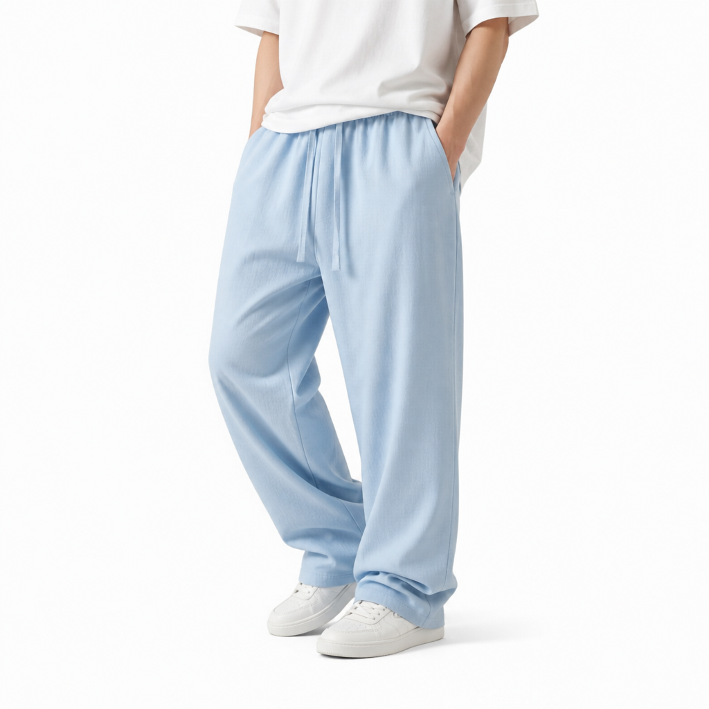 Men's Vintage Linen Pants – Loose Fit, Drawstring Waist, Lightweight & Breathable for Summer