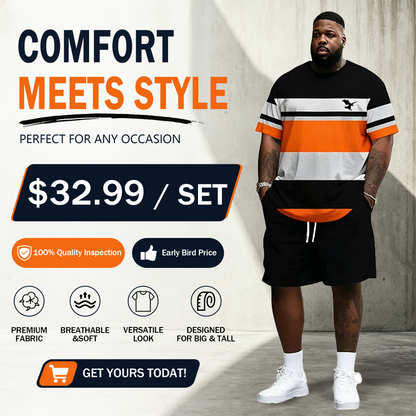 Men's Ultra-Breathable 2-Piece Summer Set – 3D Print T-Shirt & Shorts for All-Day Comfort