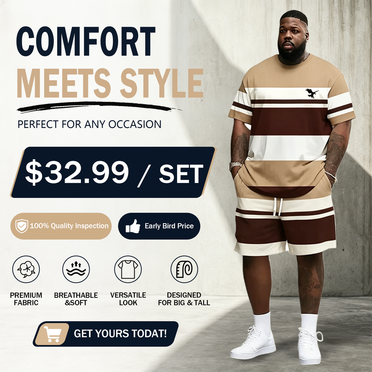 Men's Ultra-Breathable 2-Piece Summer Set – 3D Print T-Shirt & Shorts for All-Day Comfort