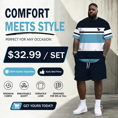 Men's Ultra-Breathable 2-Piece Summer Set – 3D Print T-Shirt & Shorts for All-Day Comfort
