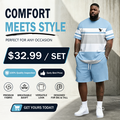 Men's Ultra-Breathable 2-Piece Summer Set – 3D Print T-Shirt & Shorts for All-Day Comfort