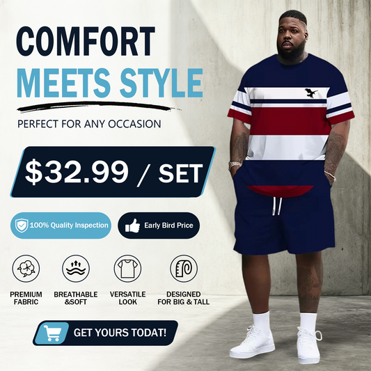 Men's Ultra-Breathable 2-Piece Summer Set – 3D Print T-Shirt & Shorts for All-Day Comfort