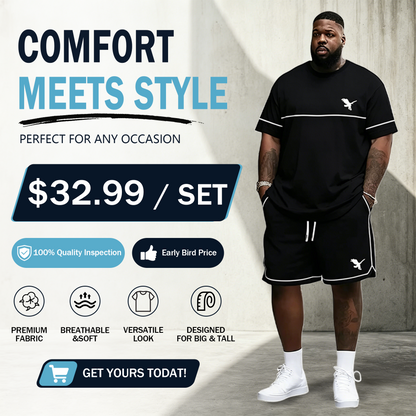Men's Ultra-Breathable 2-Piece Summer Set – 3D Print T-Shirt & Shorts for All-Day Comfort