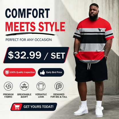 Men's Ultra-Breathable 2-Piece Summer Set – 3D Print T-Shirt & Shorts for All-Day Comfort