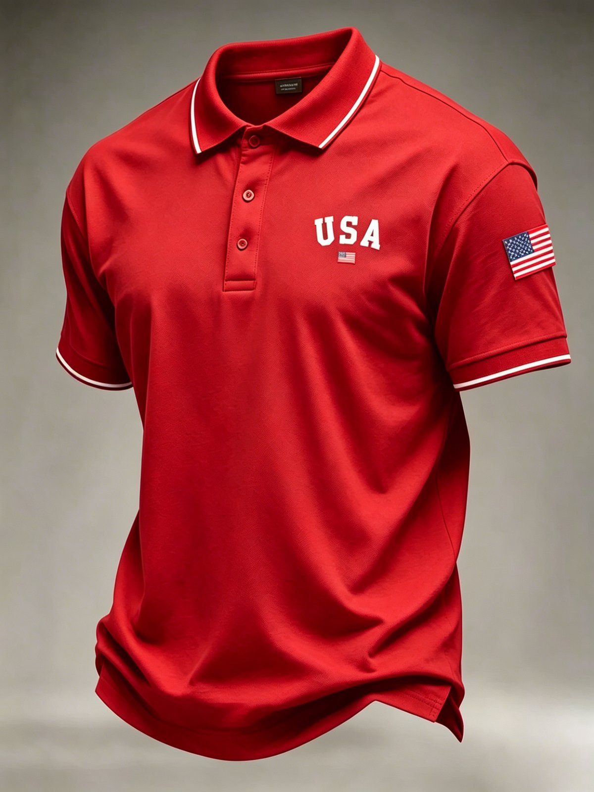 Men's 250th Anniversary Patriotic Polo Shirt – American Flag Embroidery & Contrast Tipping, 4th of July Independence Day Celebration