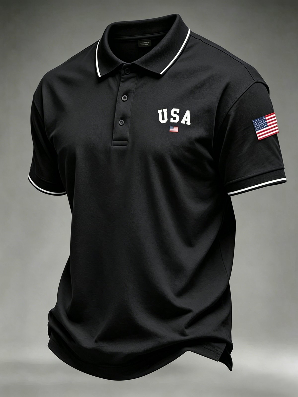 Men's 250th Anniversary Patriotic Polo Shirt – American Flag Embroidery & Contrast Tipping, 4th of July Independence Day Celebration