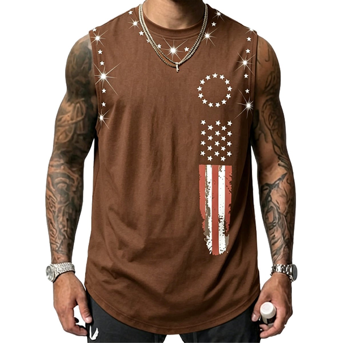 Men's American Flag Graphic Print Tank Top