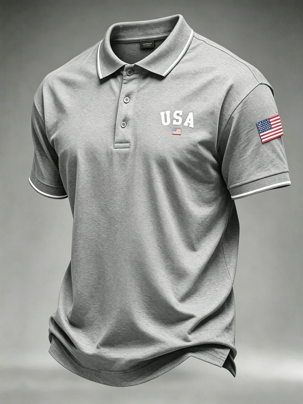 Men's 250th Anniversary Patriotic Polo Shirt – American Flag Embroidery & Contrast Tipping, 4th of July Independence Day Celebration