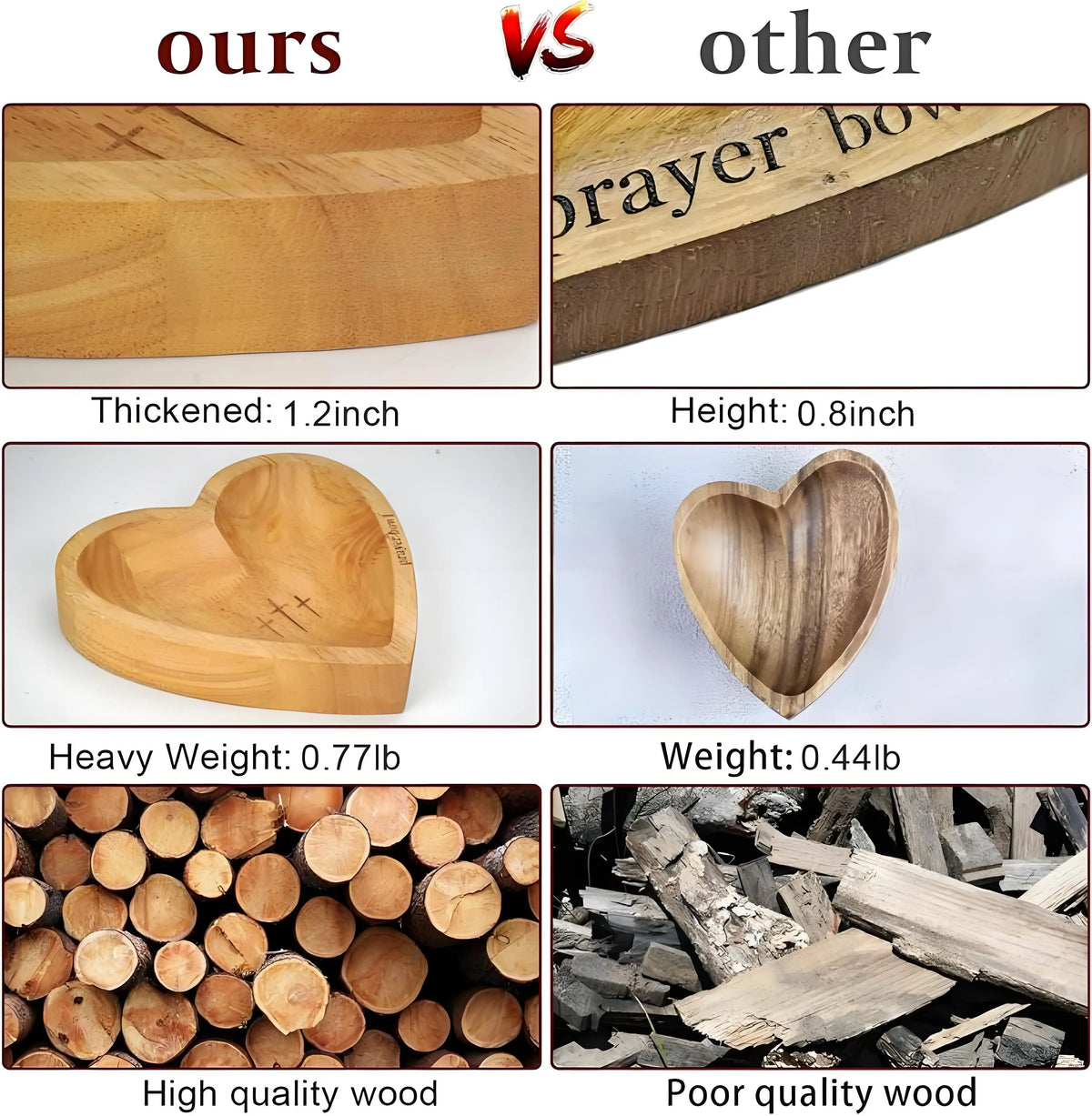 Wooden Heart Shaped Prayer Bowl with 24 Prayer Cards