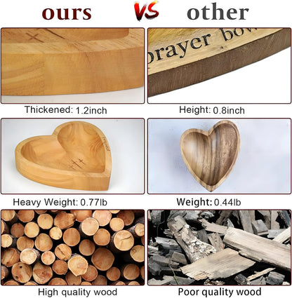 Wooden Heart Shaped Prayer Bowl with 24 Prayer Cards