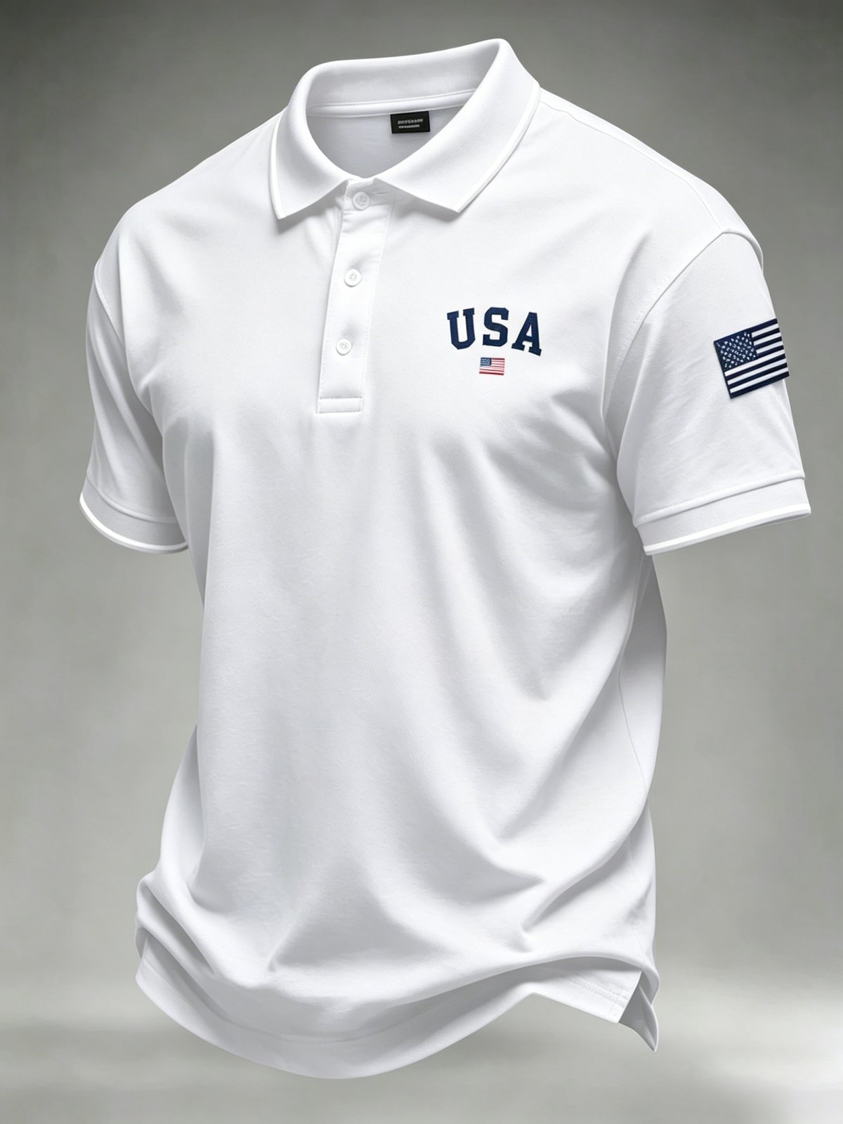 Men's 250th Anniversary Patriotic Polo Shirt – American Flag Embroidery & Contrast Tipping, 4th of July Independence Day Celebration