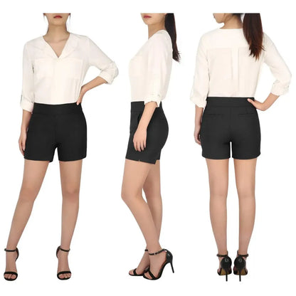 Women's High Waist Tailored Shorts – Slim Fit Stretch Fabric with Pockets, Chic Dress Shorts for Office & Casual Summer Wear