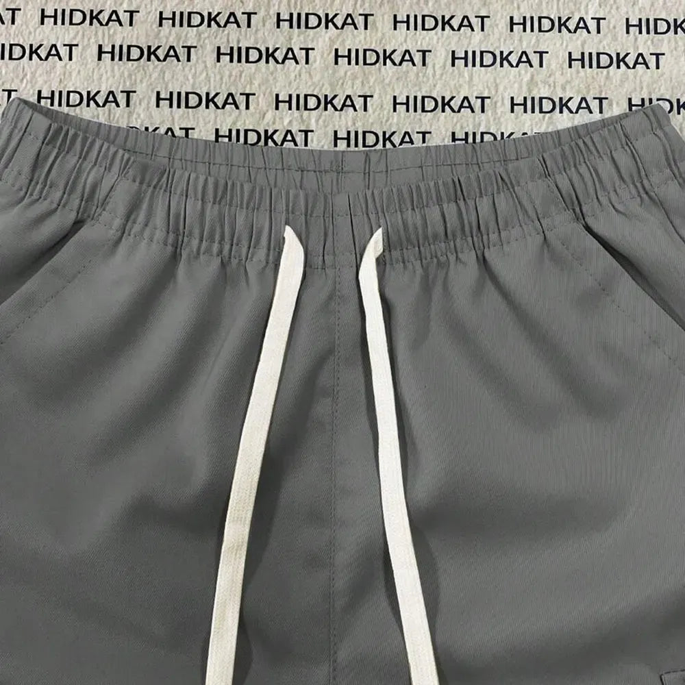 Men's Relaxed Fit Cargo Capri Shorts – Multi-Pocket Elastic Drawstring Waist, Lightweight Cropped Pants for Streetwear & Outdoor