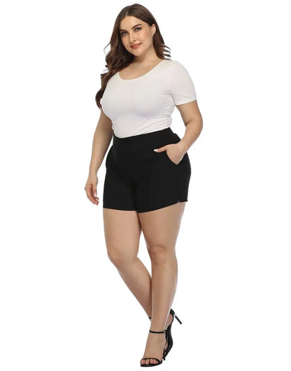Women's High Waist Tailored Shorts – Slim Fit Stretch Fabric with Pockets, Chic Dress Shorts for Office & Casual Summer Wear