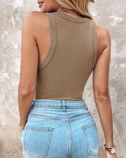 Women's Ribbed Tank Top with Built-in Shelf Bra – Soft Stretch Cami, No Bra Needed for Everyday, Lounge & Casual Wear