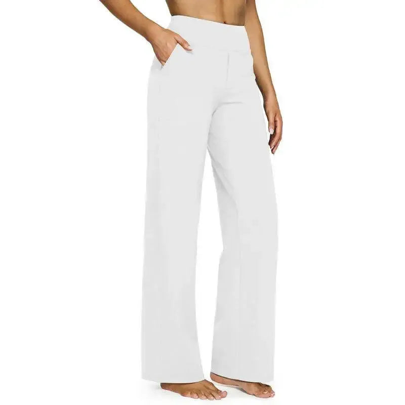 Women’s High-Waist Wide Leg Pants – Business Casual Yoga Dress Pants with Pockets