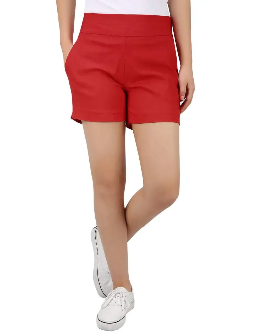 Women's High Waist Tailored Shorts – Slim Fit Stretch Fabric with Pockets, Chic Dress Shorts for Office & Casual Summer Wear