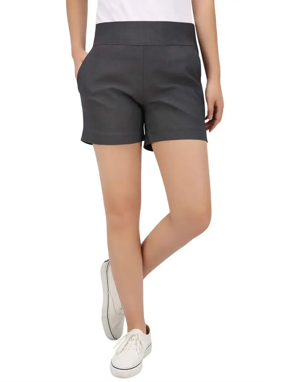 Women's High Waist Tailored Shorts – Slim Fit Stretch Fabric with Pockets, Chic Dress Shorts for Office & Casual Summer Wear