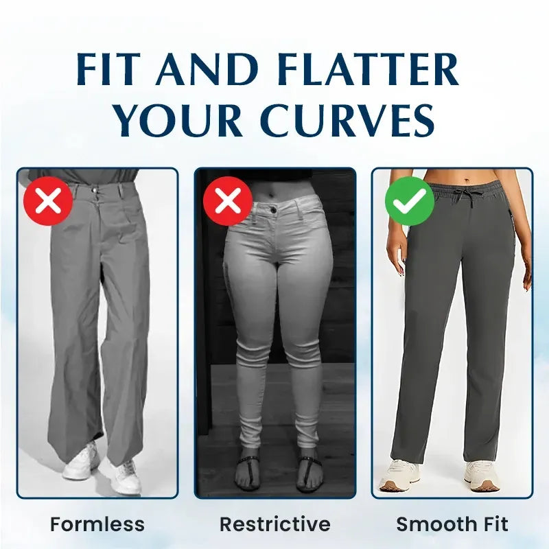 Women's Cooling Ice Silk Pants – Ultra Stretch High Waist Lightweight Trousers for Summer, Lounge & Everyday Comfort