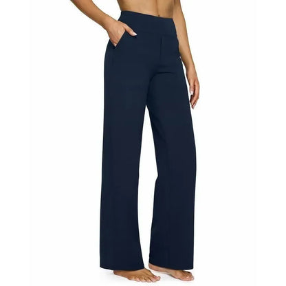 Women’s High-Waist Wide Leg Pants – Business Casual Yoga Dress Pants with Pockets