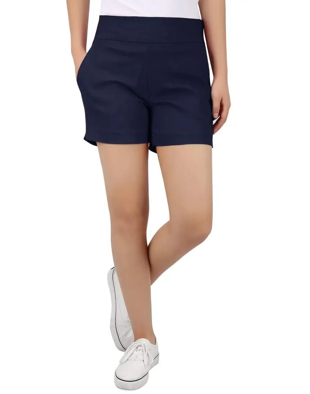 Women's High Waist Tailored Shorts – Slim Fit Stretch Fabric with Pockets, Chic Dress Shorts for Office & Casual Summer Wear