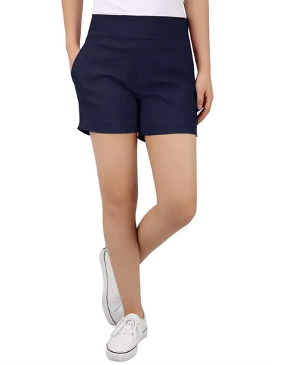 Women's High Waist Tailored Shorts – Slim Fit Stretch Fabric with Pockets, Chic Dress Shorts for Office & Casual Summer Wear