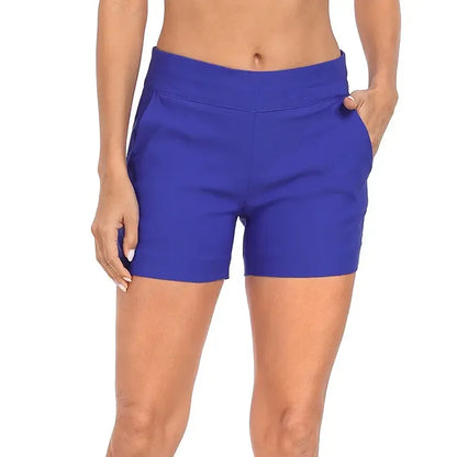 Women's High Waist Tailored Shorts – Slim Fit Stretch Fabric with Pockets, Chic Dress Shorts for Office & Casual Summer Wear