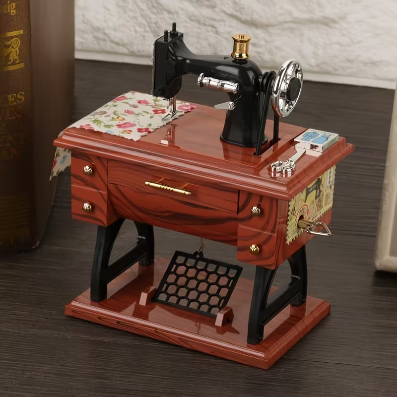 Vintage Sewing Machine Music Box