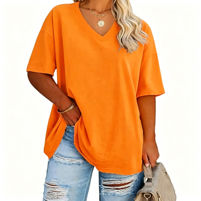 Women's Plus Size V-Neck Tunic Top – Soft Cotton Relaxed Fit Casual Tee, Flattering & Comfortable Everyday Shirt