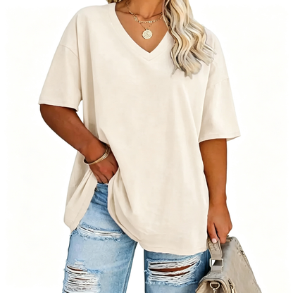 Women's Plus Size V-Neck Tunic Top – Soft Cotton Relaxed Fit Casual Tee, Flattering & Comfortable Everyday Shirt