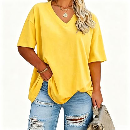 Women's Plus Size V-Neck Tunic Top – Soft Cotton Relaxed Fit Casual Tee, Flattering & Comfortable Everyday Shirt