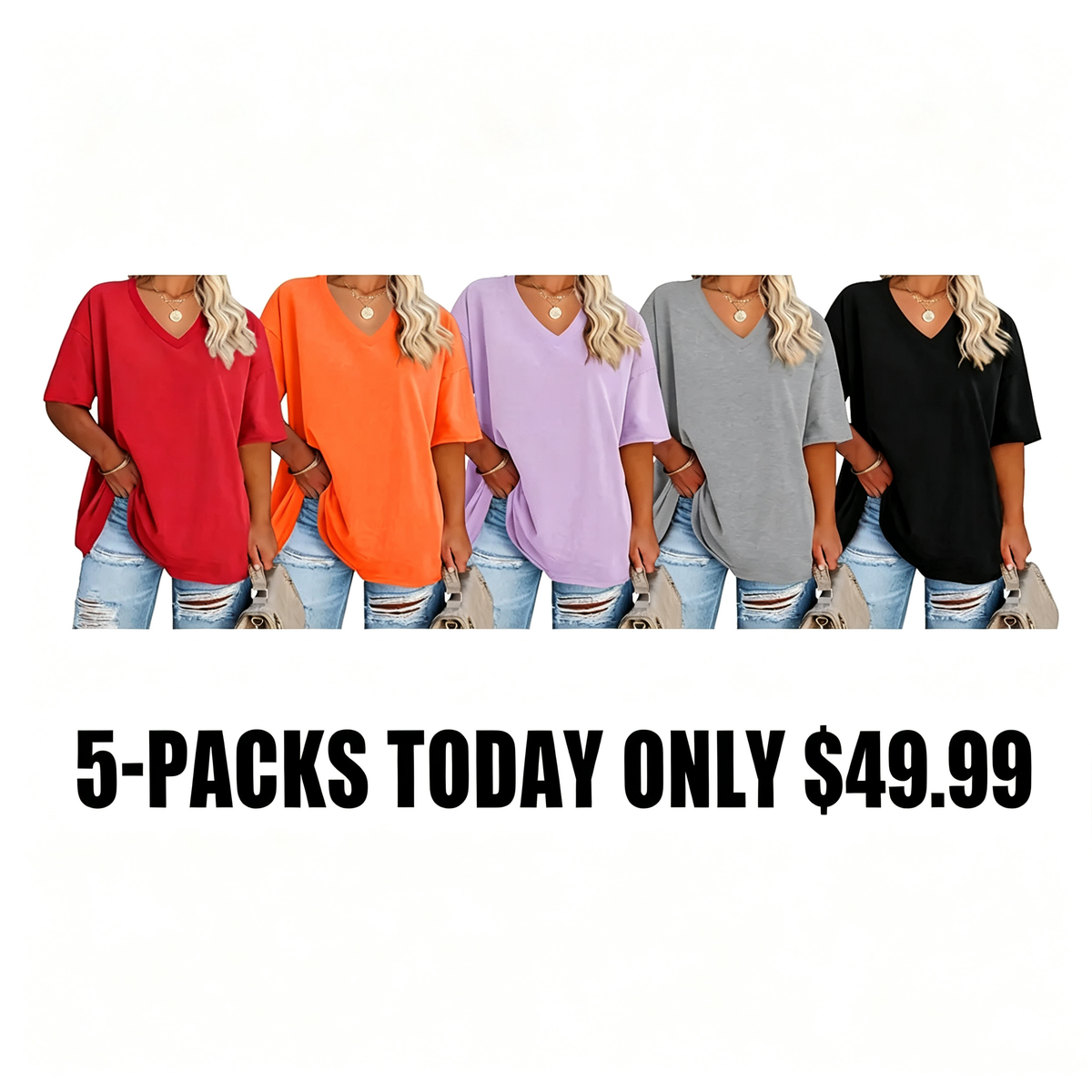 Women's Plus Size V-Neck Tunic Top – Soft Cotton Relaxed Fit Casual Tee, Flattering & Comfortable Everyday Shirt