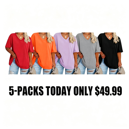 Women's Plus Size V-Neck Tunic Top – Soft Cotton Relaxed Fit Casual Tee, Flattering & Comfortable Everyday Shirt