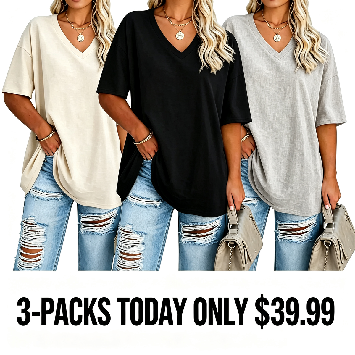 Women's Plus Size V-Neck Tunic Top – Soft Cotton Relaxed Fit Casual Tee, Flattering & Comfortable Everyday Shirt