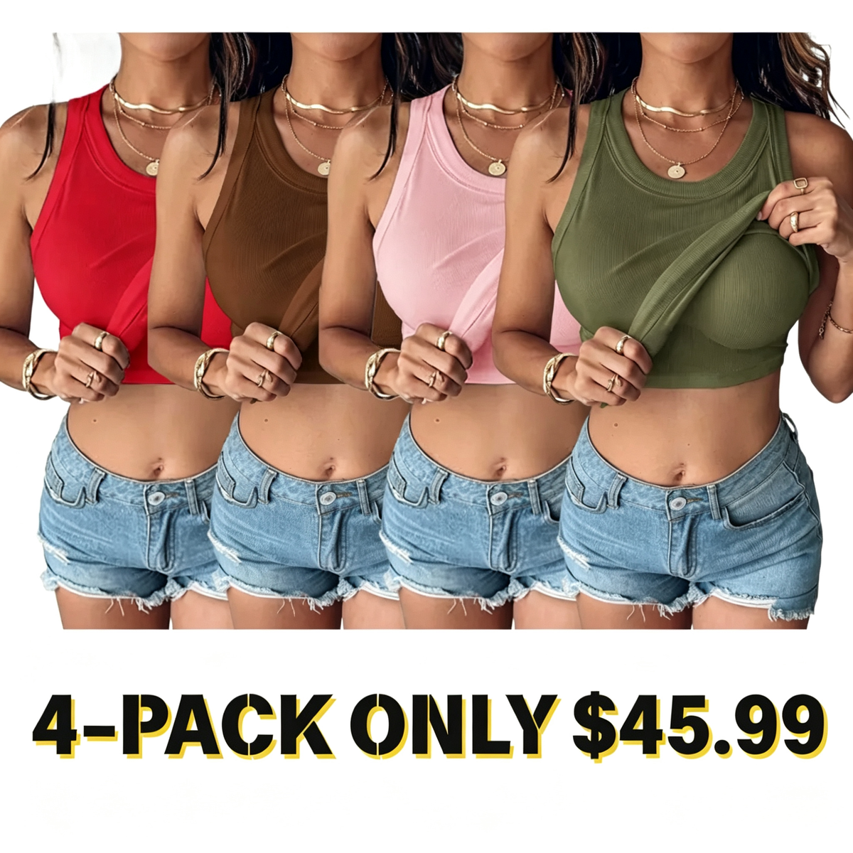 Women's Ribbed Tank Top with Built-in Shelf Bra – Soft Stretch Cami, No Bra Needed for Everyday, Lounge & Casual Wear