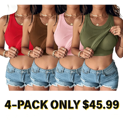 Women's Ribbed Tank Top with Built-in Shelf Bra – Soft Stretch Cami, No Bra Needed for Everyday, Lounge & Casual Wear
