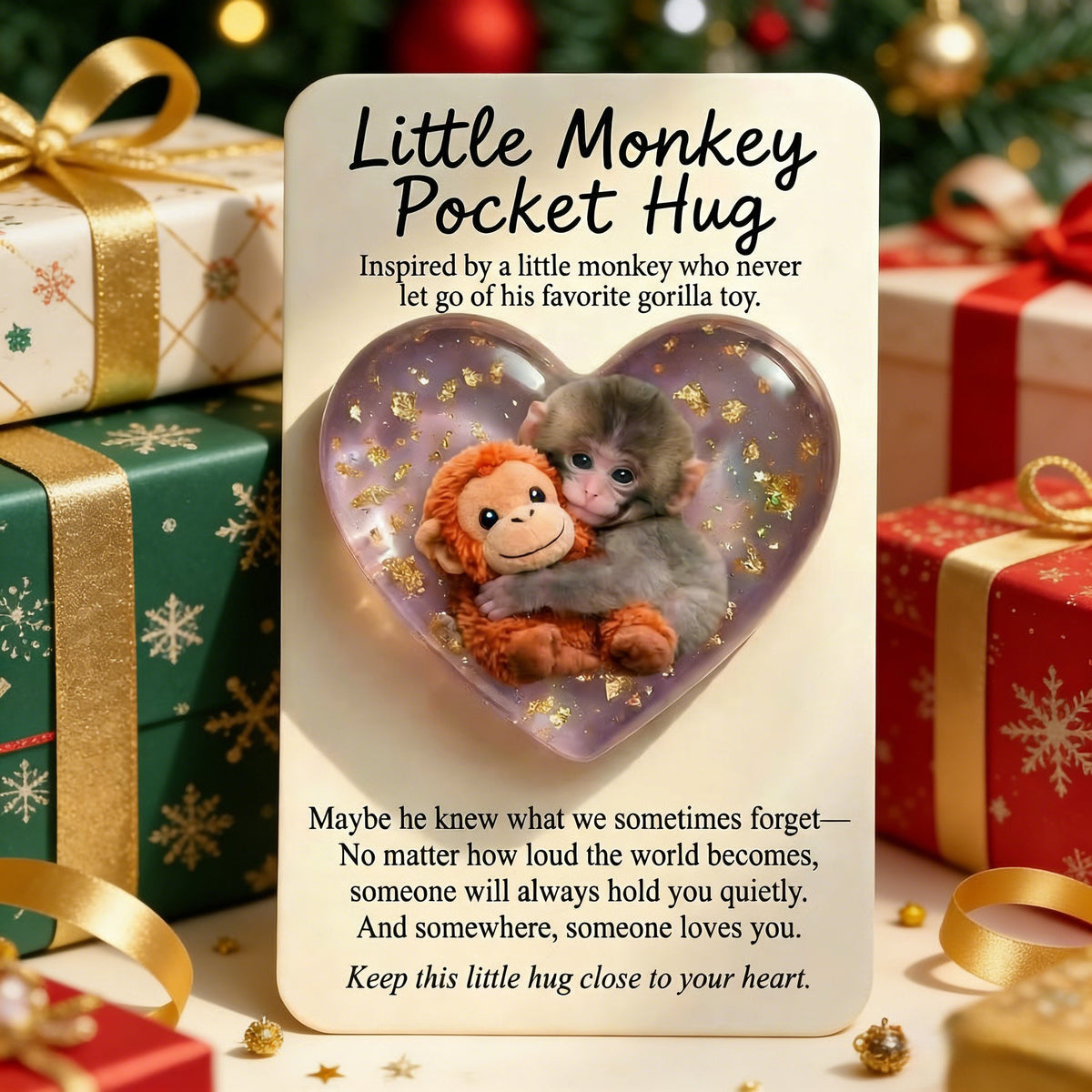 🐵💕Viral Punch Monkey Pocket Hug with Gift Card💌- Emotional Gift for Animal Lovers, Family, Friends, Loved Ones🎁