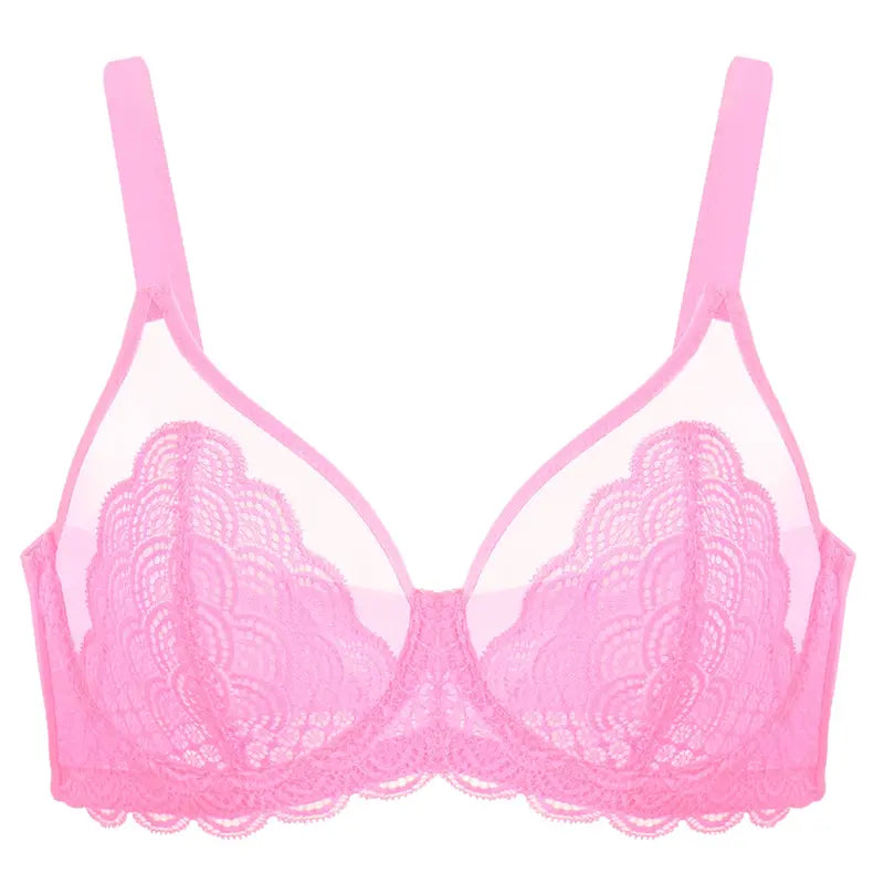 Mermaid Scales Lace Unlined Full Coverage Plus Size Underwire Minimizer Bra Comfortable Mesh Cup