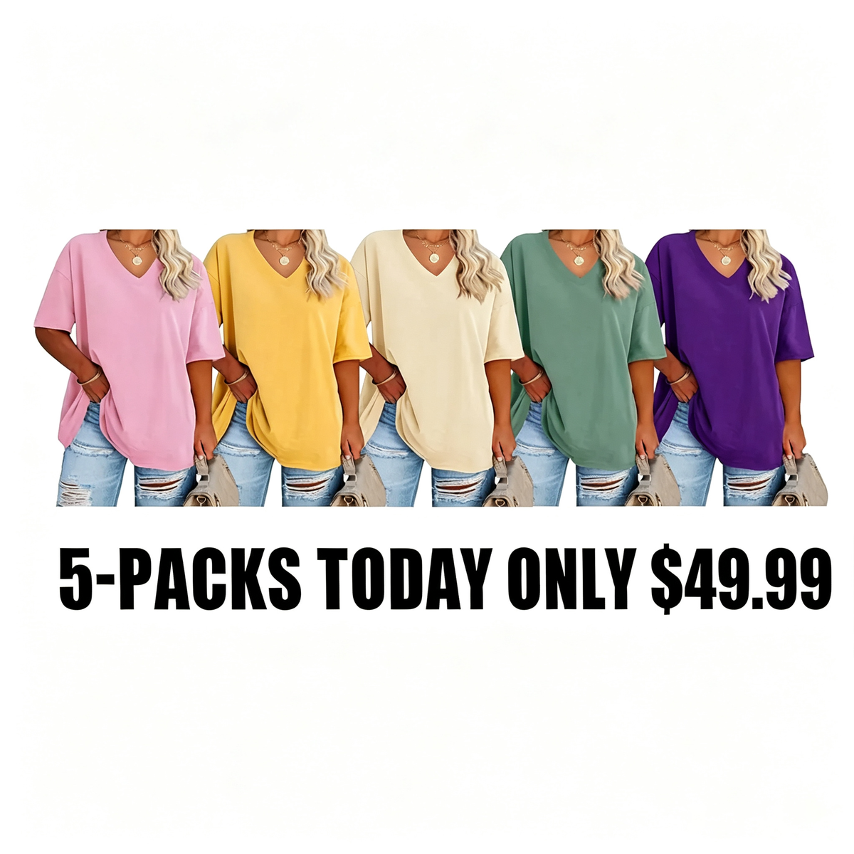 Women's Plus Size V-Neck Tunic Top – Soft Cotton Relaxed Fit Casual Tee, Flattering & Comfortable Everyday Shirt