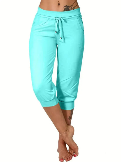 🔥Hot Summer Sale🔥Women’s Drawstring Capri Pants with Pockets for Casual Comfort Wear