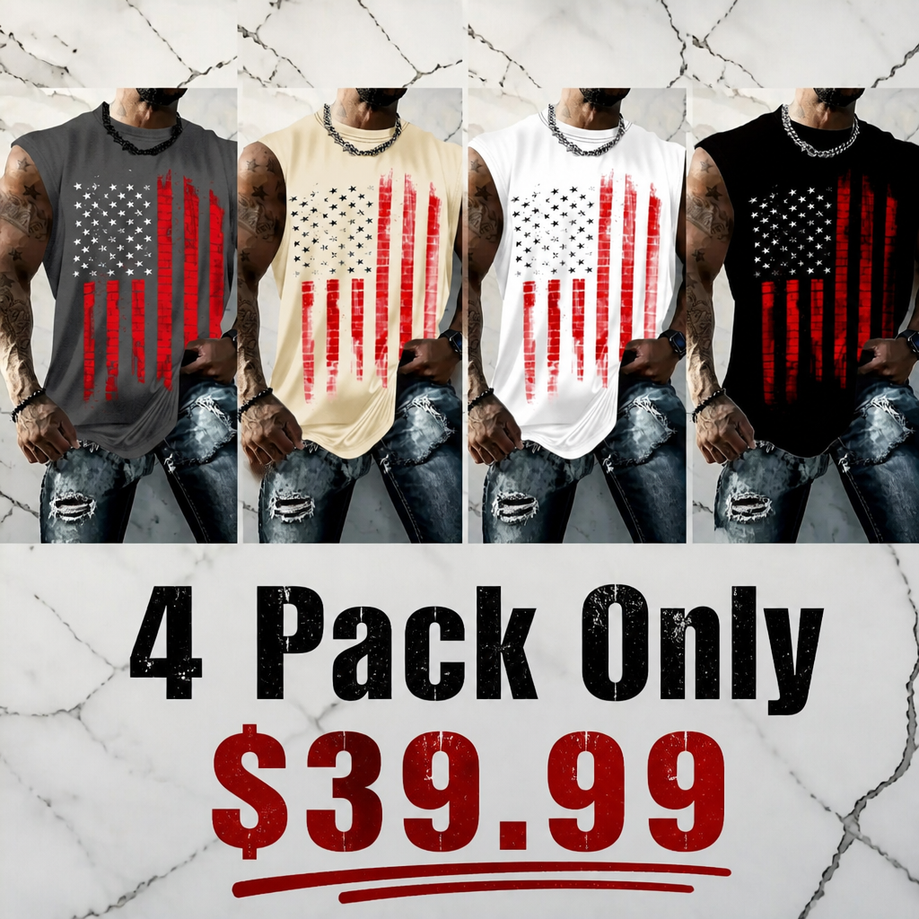 Men's American Flag Print Tank Top, Regular-Fit Casual Sleeveless Top for Daily Outdoor Wear, Men's Clothes for Summer
