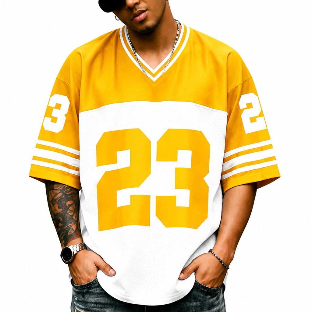 Men's Retro Jersey T-Shirt Loose Fit Streetwear Top
