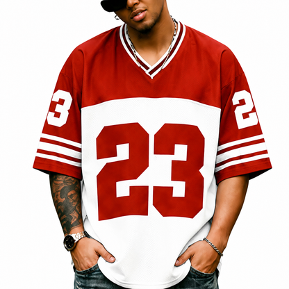 Men's Retro Jersey T-Shirt Loose Fit Streetwear Top