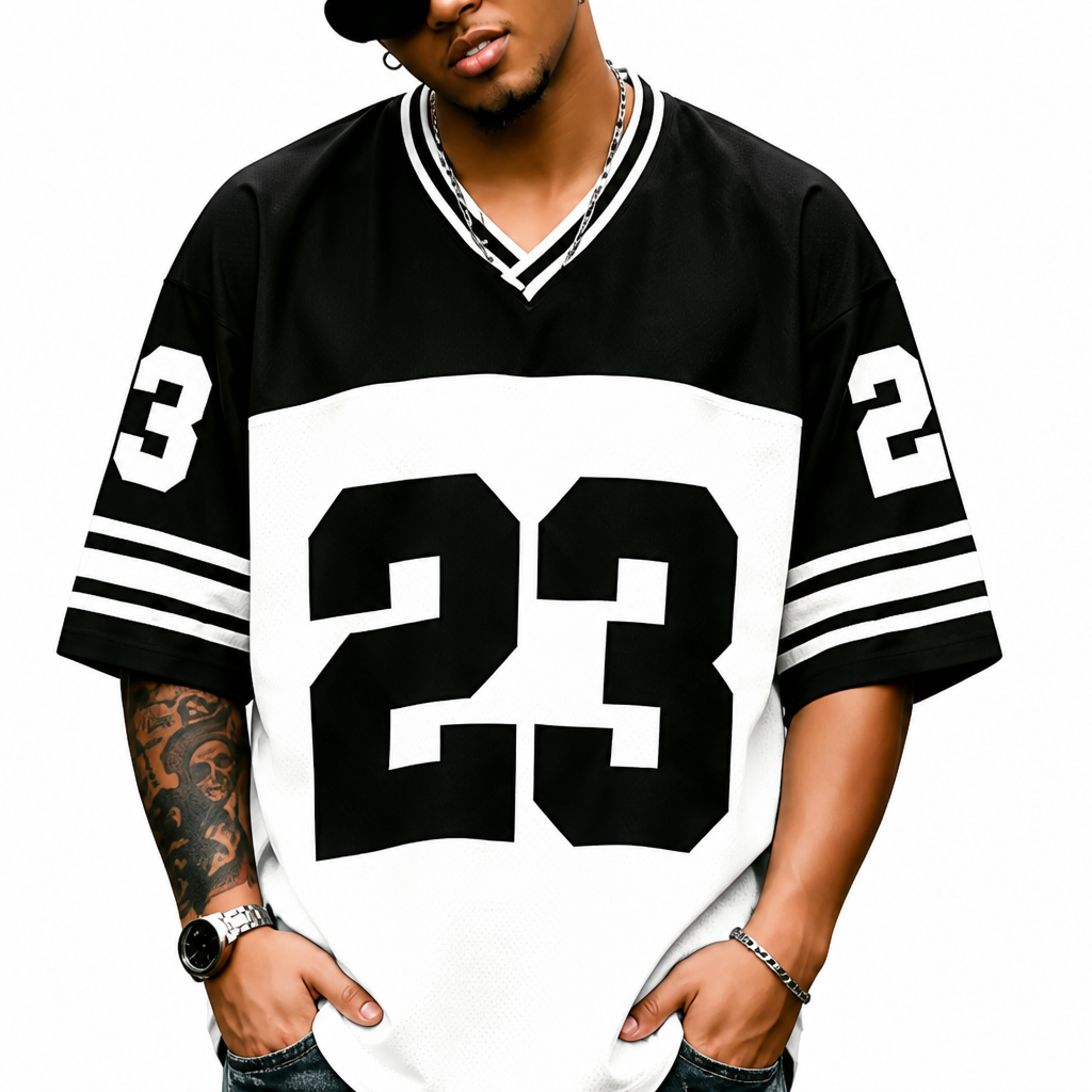 Men's Retro Jersey T-Shirt Loose Fit Streetwear Top