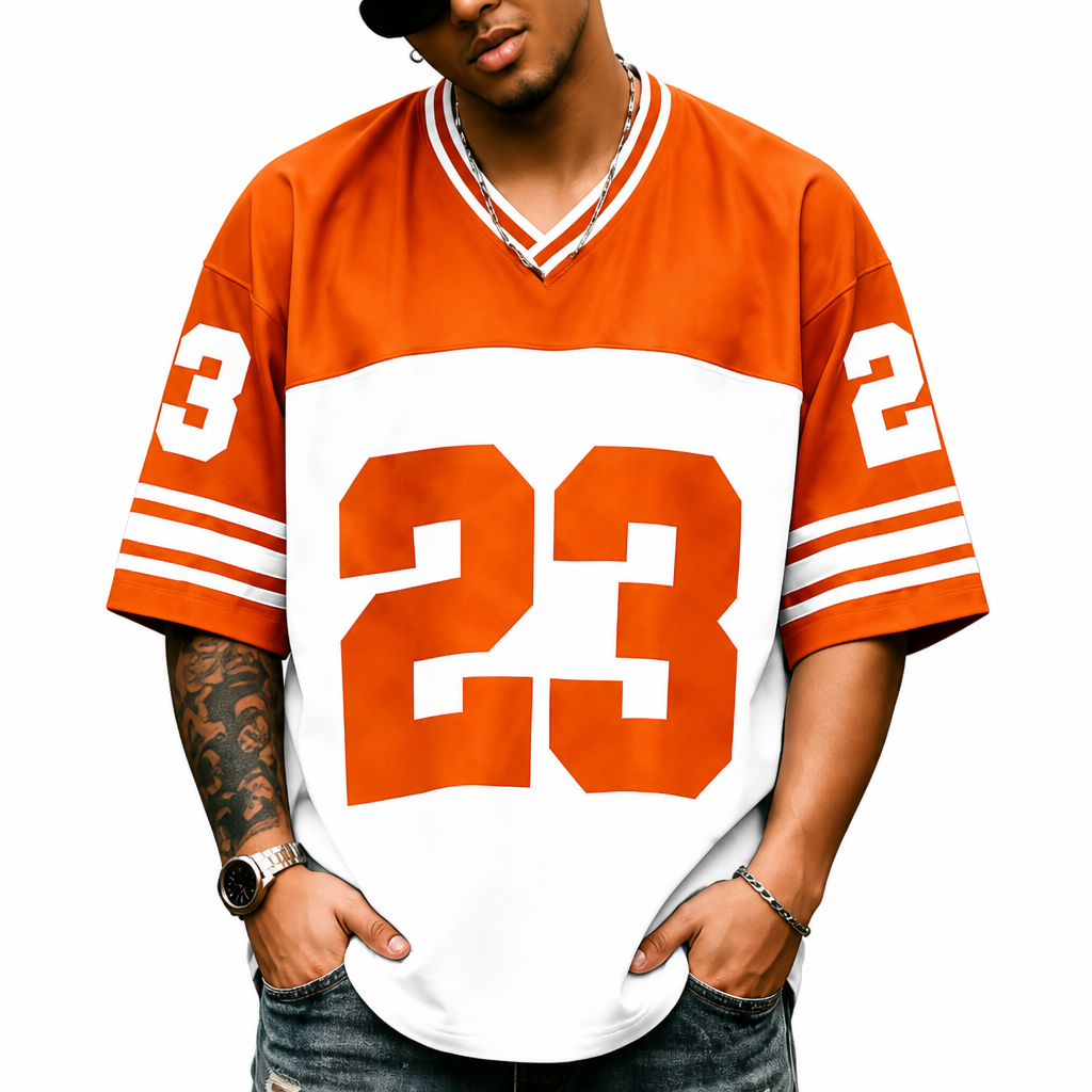 Men's Retro Jersey T-Shirt Loose Fit Streetwear Top