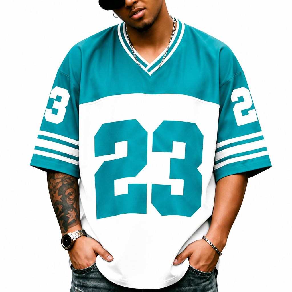 Men's Retro Jersey T-Shirt Loose Fit Streetwear Top
