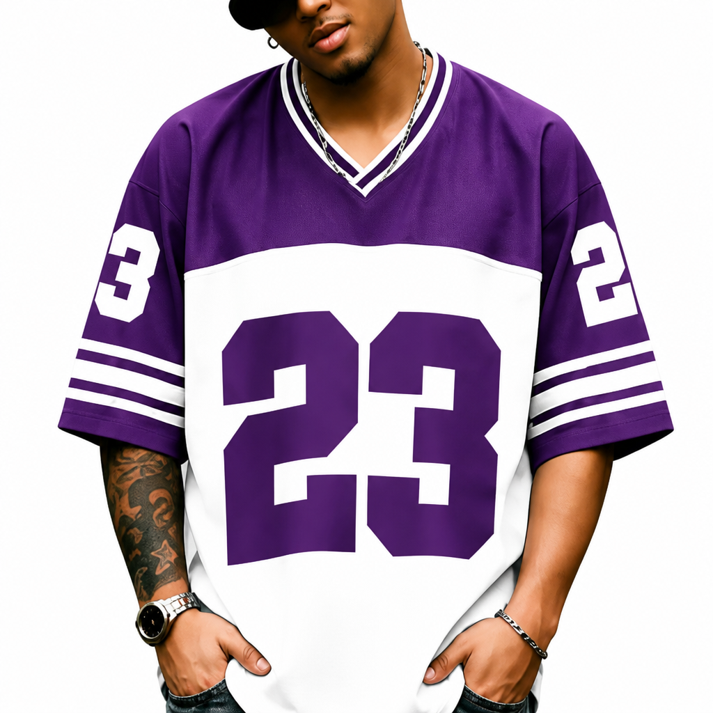 Men's Retro Jersey T-Shirt Loose Fit Streetwear Top