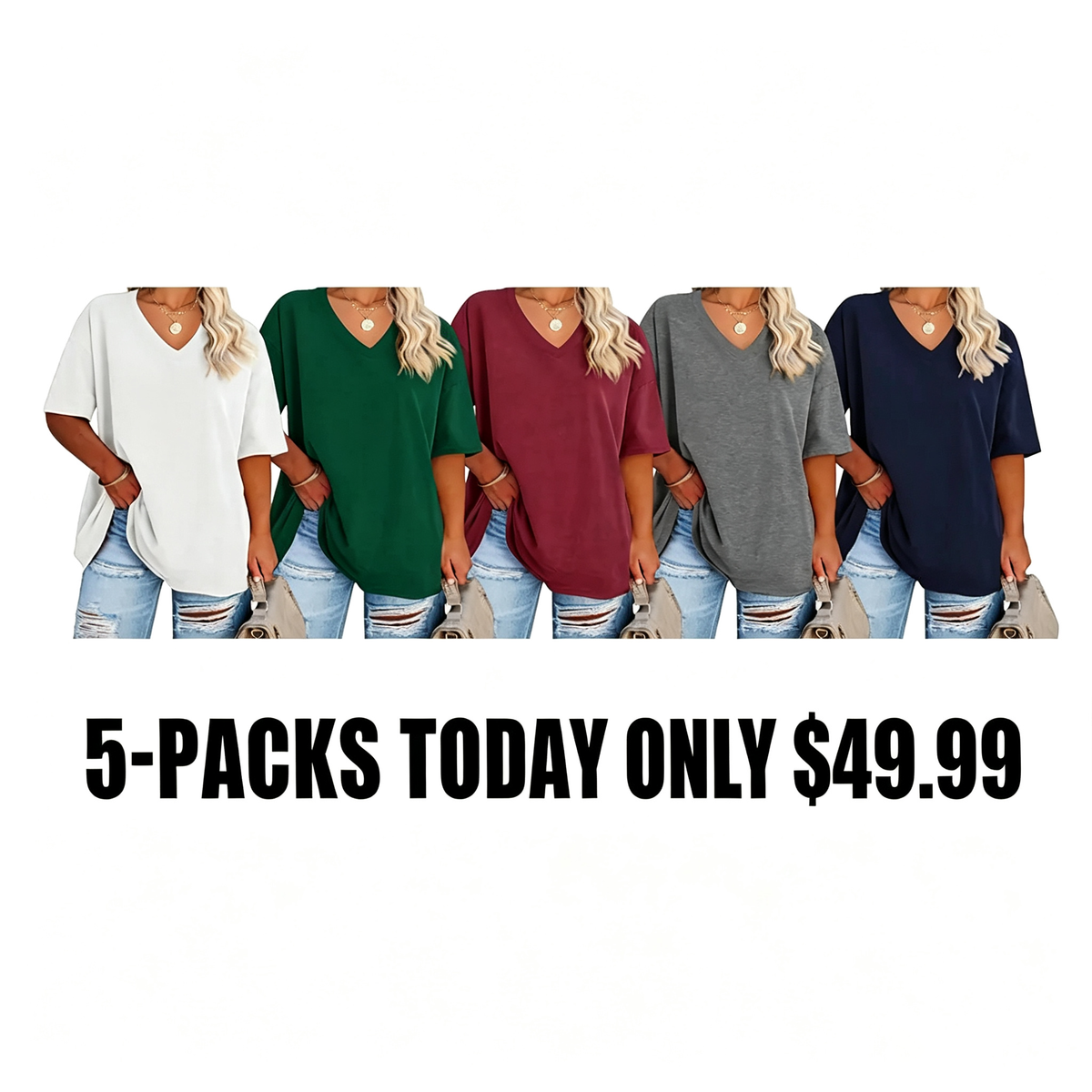 Women's Plus Size V-Neck Tunic Top – Soft Cotton Relaxed Fit Casual Tee, Flattering & Comfortable Everyday Shirt